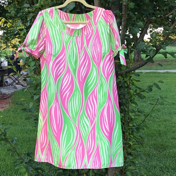 Lilly Pulitzer Faille Silk Pink/Lime Sheath Dress - Picture 12 of 12
